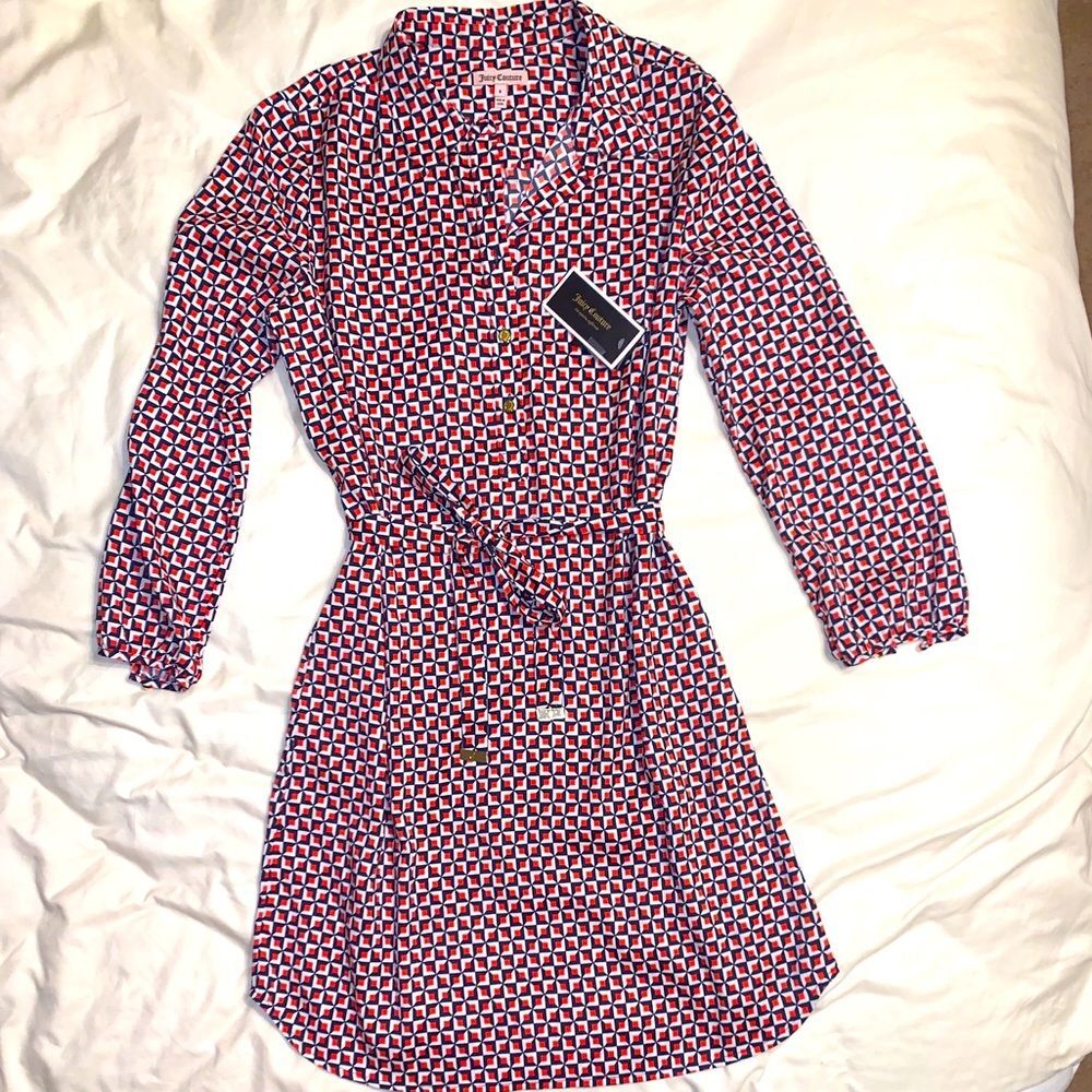 NWT Juicy Couture Regal Shadow Tile Geo Shirtdress
